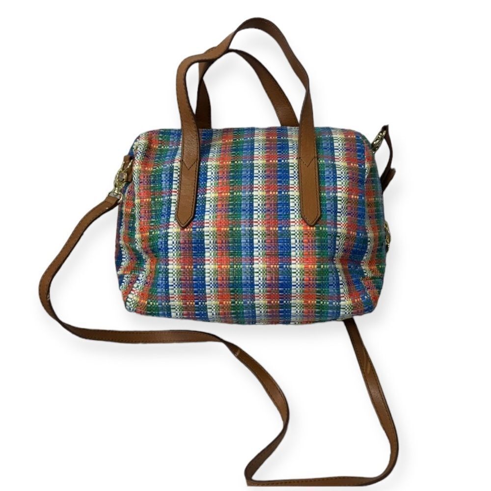 Fossil SYDNEY Y2K Multi Colored Tweed Leather Satchel Bag